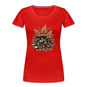 Champignon Et Fougères Cottagecore Forêt Esthétique - T-shirt bio Premium Femme - rouge - Devant - Mia (176cm)
