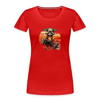 Raton laveur, Photographe de paysage, Photographe de nature - T-shirt bio Premium Femme - rouge - Devant - Mia (176cm)
