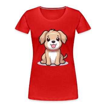 Chien de dessin animé mignon - conception de chien - T-shirt bio Premium Femme - rouge - Devant - Mia (176cm)