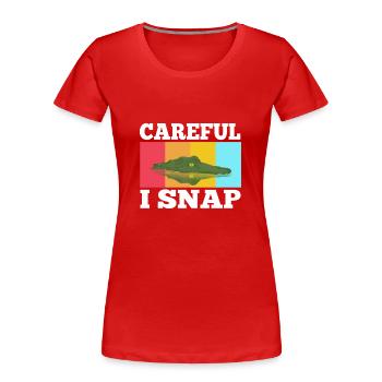 Careful i snap alligator - Women's Premium Organic T-Shirt - red - Front - Mia (176cm)