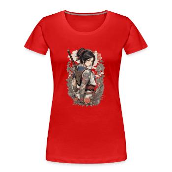 Japanische Samurai-Ninja-Frau - Frauen Premium Bio T-Shirt - Rot - Vorne - Mia (176cm)