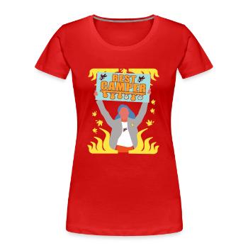 Camping - Natur - Frauen Premium Bio T-Shirt - Rot - Vorne - Mia (176cm)
