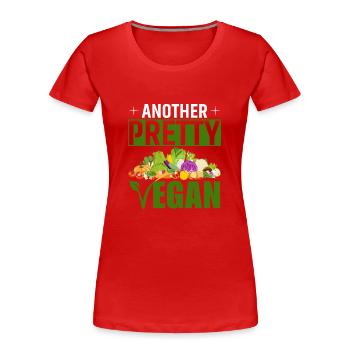 Eine Weitere Hübsche Veganerin - Frauen Premium Bio T-Shirt - Rot - Vorne - Mia (176cm)