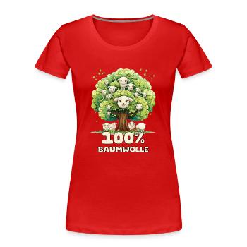 Lustiges Wortspiel; 100 % Baumwolle - Frauen Premium Bio T-Shirt - Rot - Vorne - Mia (176cm)