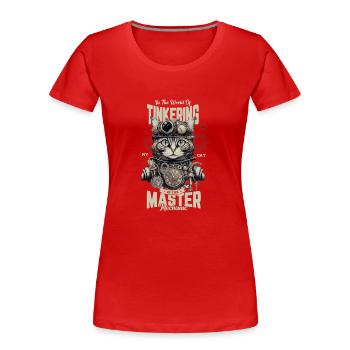 In Der Welt Des Bastelns Meiner Katze - Frauen Premium Bio T-Shirt - Rot - Vorne - Mia (176cm)