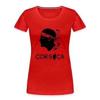 Île de Corse avec carte de France avec tête de pirate - T-shirt bio Premium Femme - rouge - Devant - Mia (176cm)