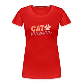 Cat Mom - Drôle de Maman Chat Style Rétro - T-shirt bio Premium Femme - rouge - Devant - Mia (176cm)