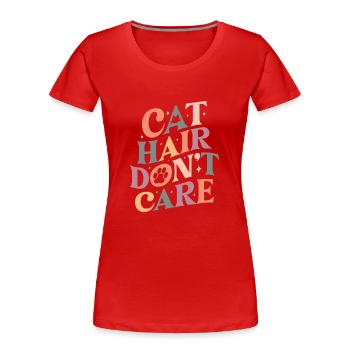 Les poils de chat ne s’en soucient pas - Funny Cats Mom Retro - T-shirt bio Premium Femme - rouge - Devant - Mia (176cm)