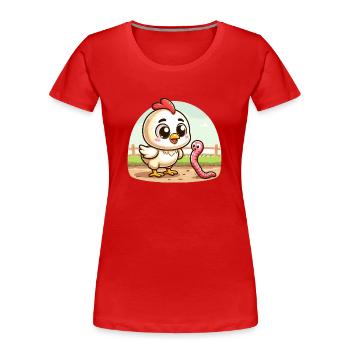 Hühnerwurm-Farm-Farm-Bauer - Frauen Premium Bio T-Shirt - Rot - Vorne - Mia (176cm)