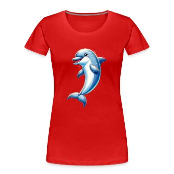 Delfin-Ozean - Frauen Premium Bio T-Shirt - Rot - Vorne - Mia (176cm)