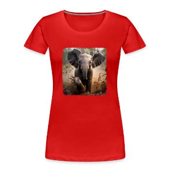 Éléphant Éléphant Réaliste - T-shirt bio Premium Femme - rouge - Devant - Mia (176cm)