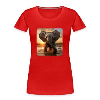 Éléphant Éléphant Réaliste - T-shirt bio Premium Femme - rouge - Devant - Mia (176cm)