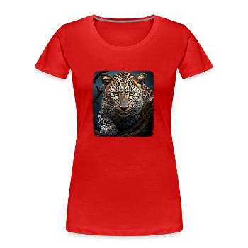 Leoparde réaliste Leopard - T-shirt bio Premium Femme - rouge - Devant - Mia (176cm)