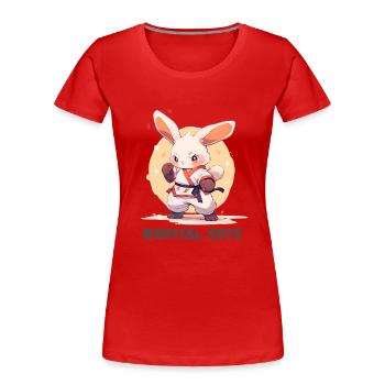 Drôle Arts Martiaux Lapin MMA Kawaii Arts Martiaux - T-shirt bio Premium Femme - rouge - Devant - Mia (176cm)