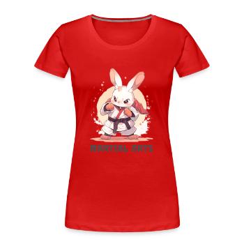 Drôle Arts Martiaux Lapin MMA Kawaii Arts Martiaux - T-shirt bio Premium Femme - rouge - Devant - Mia (176cm)