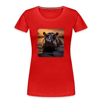 Hippopotames réaliste Hippopotame - T-shirt bio Premium Femme - rouge - Devant - Mia (176cm)