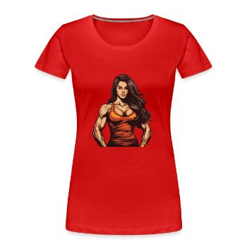 Frau Muskeln Fbb Bodybuilding Girl Fitness - Frauen Premium Bio T-Shirt - Rot - Vorne - Mia (176cm)