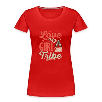 Girl Scout Tribe Pride : Unis dans le T-shirt scout - T-shirt bio Premium Femme - rouge - Devant - Mia (176cm)