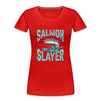 Lachsfischen Fischer Lachs Angler - Frauen Premium Bio T-Shirt - Rot - Vorne - Mia (176cm)