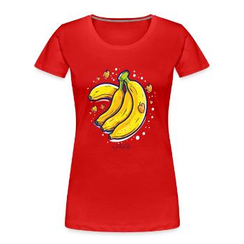 De jolis cœurs et des bananes d’amour - T-shirt bio Premium Femme - rouge - Devant - Mia (176cm)