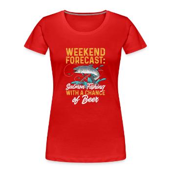 Lachsfischen Fischer Lachs Angler - Frauen Premium Bio T-Shirt - Rot - Vorne - Mia (176cm)