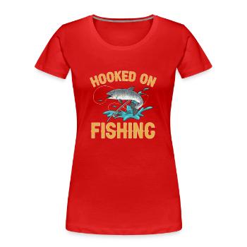 Lachsfischen Fischer Lachs Angler - Frauen Premium Bio T-Shirt - Rot - Vorne - Mia (176cm)