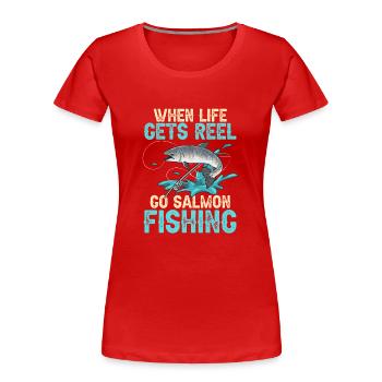 Lachsfischen Fischer Lachs Angler - Frauen Premium Bio T-Shirt - Rot - Vorne - Mia (176cm)