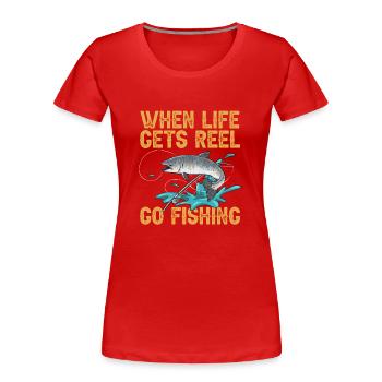 Lachsfischen Fischer Lachs Angler - Frauen Premium Bio T-Shirt - Rot - Vorne - Mia (176cm)
