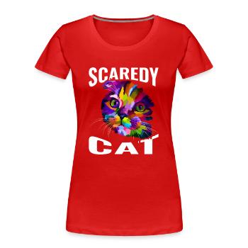 Scared Cat - Women's Premium Organic T-Shirt - red - Front - Mia (176cm)