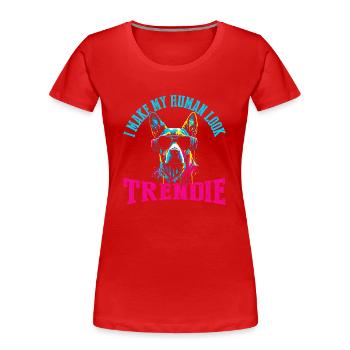 Ich mache meinen Menschen trendig - Frauen Premium Bio T-Shirt - Rot - Vorne - Mia (176cm)