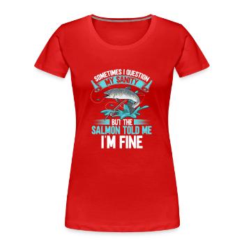 Lachsfischen Fischer Lachs Angler - Frauen Premium Bio T-Shirt - Rot - Vorne - Mia (176cm)