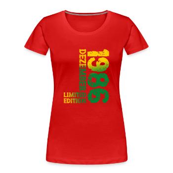 1986 Dezember Limited Edition 37. Geburtstag Deko - Frauen Premium Bio T-Shirt - Rot - Vorne - Mia (176cm)