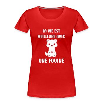 Humour petite fouine - T-shirt bio Premium Femme - rouge - Devant - Mia (176cm)