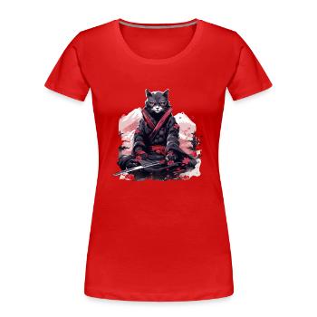 Japanese Art Cat Kawaii Anime - Women's Premium Organic T-Shirt - red - Front - Mia (176cm)