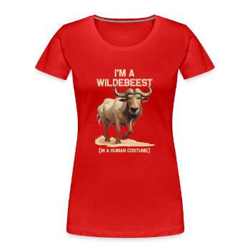 Ich Bin Ein Gnu Witziges Halloween Kostüm Gnu - Frauen Premium Bio T-Shirt - Rot - Vorne - Mia (176cm)