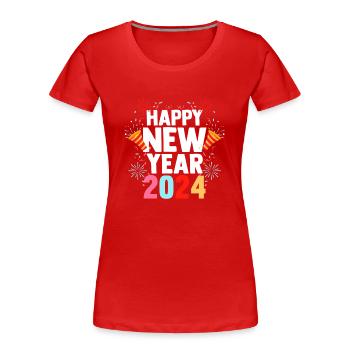 Frohes Neues Jahr Silvester 2024 - Frauen Premium Bio T-Shirt - Rot - Vorne - Mia (176cm)