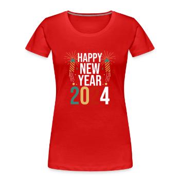 Frohes Neues Jahr Silvester 2024 - Frauen Premium Bio T-Shirt - Rot - Vorne - Mia (176cm)