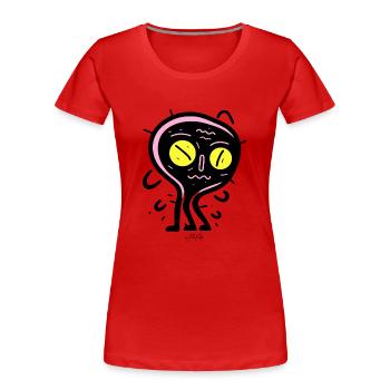 Cartoon Pop-Kreatur: Ich mag das nicht, weg damit - Frauen Premium Bio T-Shirt - Rot - Vorne - Mia (176cm)