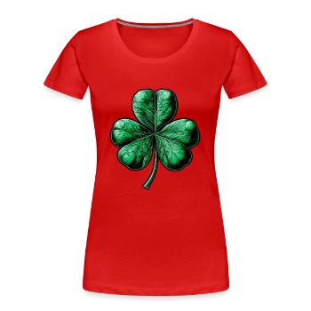 Grünes dreiblättriges Kleeblatt - Frauen Premium Bio T-Shirt - Rot - Vorne - Mia (176cm)