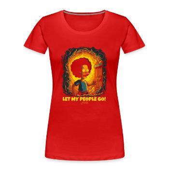 Que mon peuple s’en aille ! Hors du donjon - T-shirt bio Premium Femme - rouge - Devant - Mia (176cm)
