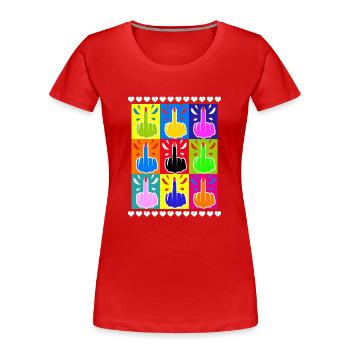 Mittelfinger Pop Farbe Tie Dye Cool - Frauen Premium Bio T-Shirt - Rot - Vorne - Mia (176cm)