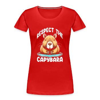 Respect The Capybara - Frauen Premium Bio T-Shirt - Rot - Vorne - Mia (176cm)