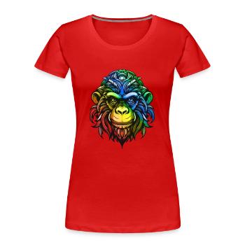 Affe Kopf Bunt - Frauen Premium Bio T-Shirt - Rot - Vorne - Mia (176cm)
