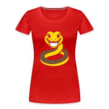 Humour petit serpent - T-shirt bio Premium Femme - rouge - Devant - Mia (176cm)
