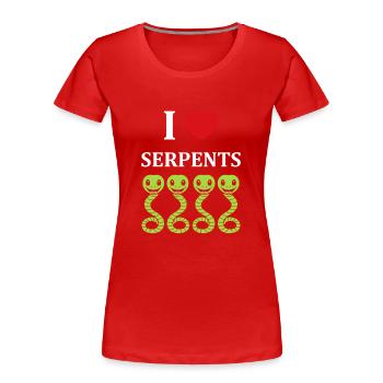 Humour petit serpent - T-shirt bio Premium Femme - rouge - Devant - Mia (176cm)