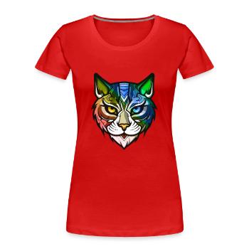 Tête de chat colorée - T-shirt bio Premium Femme - rouge - Devant - Mia (176cm)