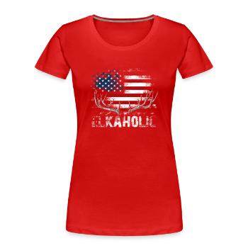 Chasse à l’élan Chasseurs Elkaholic - T-shirt bio Premium Femme - rouge - Devant - Mia (176cm)