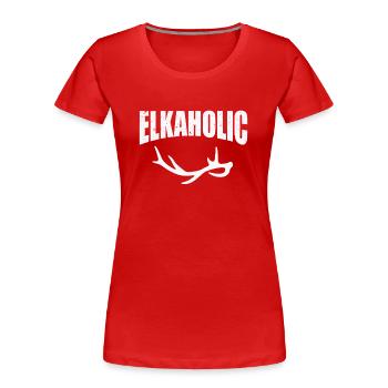 Chasse à l’élan Chasseurs Elkaholic - T-shirt bio Premium Femme - rouge - Devant - Mia (176cm)