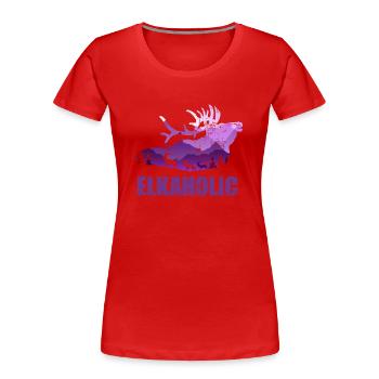 Chasse à l’élan Chasseurs Elkaholic - T-shirt bio Premium Femme - rouge - Devant - Mia (176cm)