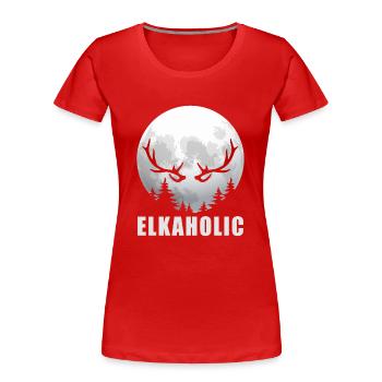 Chasse à l’élan Chasseurs Elkaholic - T-shirt bio Premium Femme - rouge - Devant - Mia (176cm)